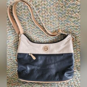 KR Black and Tan Shoulder Handbag Sachel faux leather.